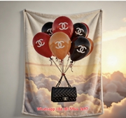 Luxury Chanel Quilted Bag Flannel Throw Blanket  CC Logo Balloon Cloud Print IMG_7203